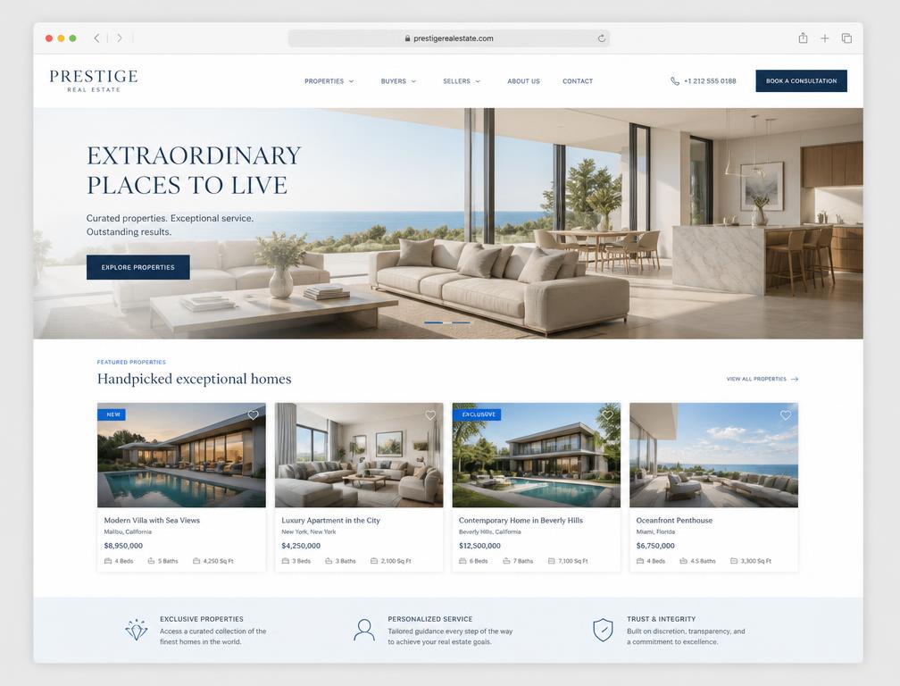 Prestige Property website design